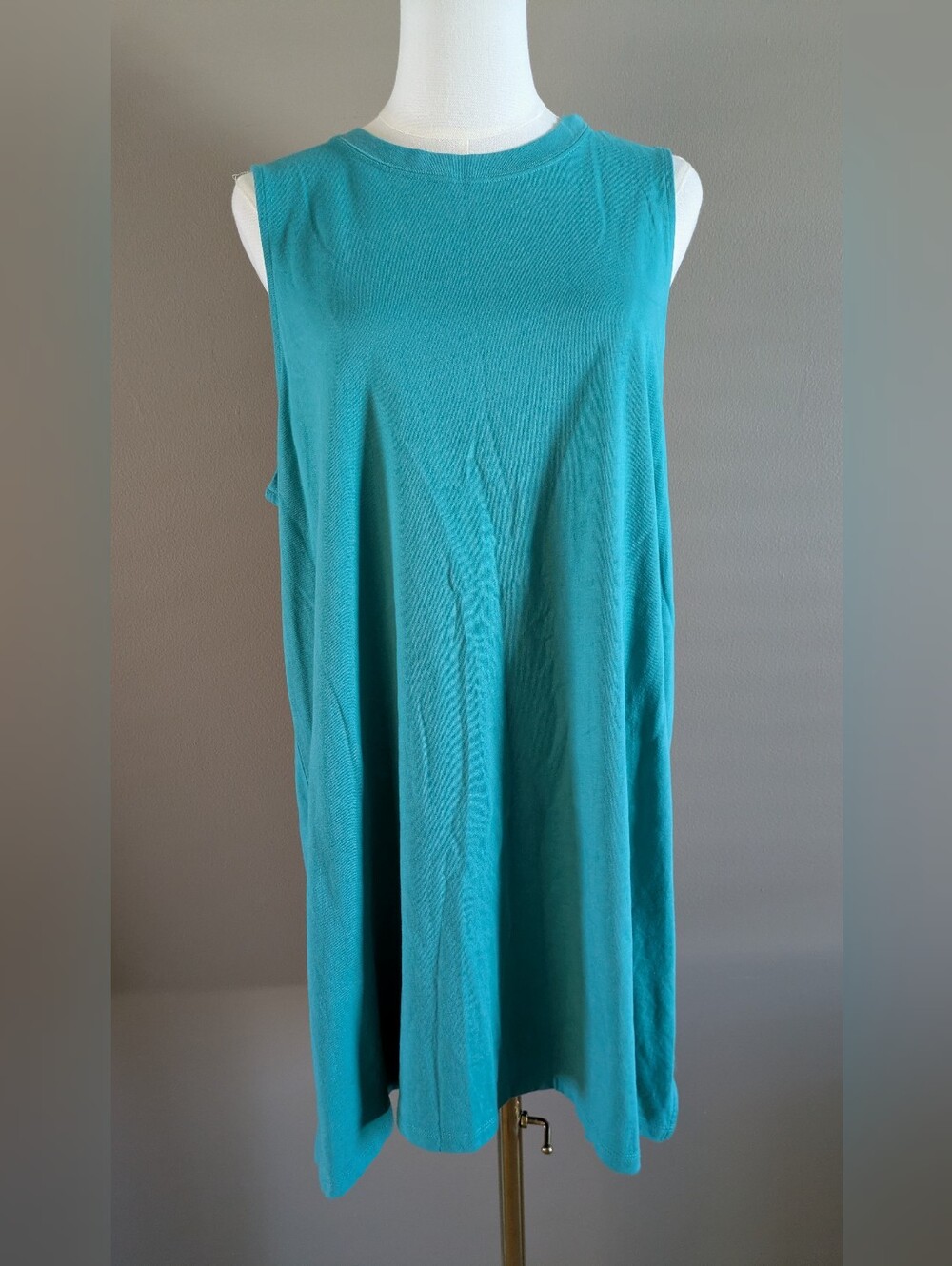 Old Navy Solid Teal Blue Sleeveless Mini T-Shirt Tank Dress Petite Large
